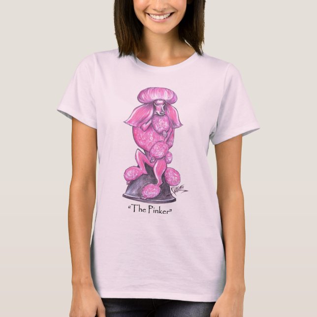 Camiseta O t-shirt da caniche do cancro da mama de Pinker (Frente)