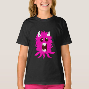 Camiseta O t-shirt da menina cor-de-rosa do monstro