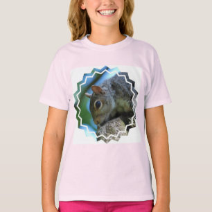 Camiseta O t-shirt da menina da cara do esquilo