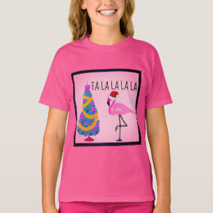 Camiseta O t-shirt da menina do flamingo do chapéu do papai