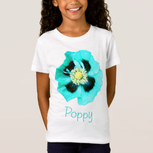 Camiseta O t-shirt da menina do "nome" da papoila azul