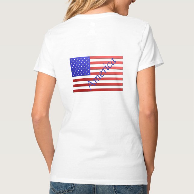 Camiseta O t-shirt da mulher da bandeira dos Estados Unidos (Verso)