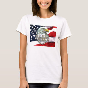 Camiseta O t-shirt da mulher de América dos deus abençoe