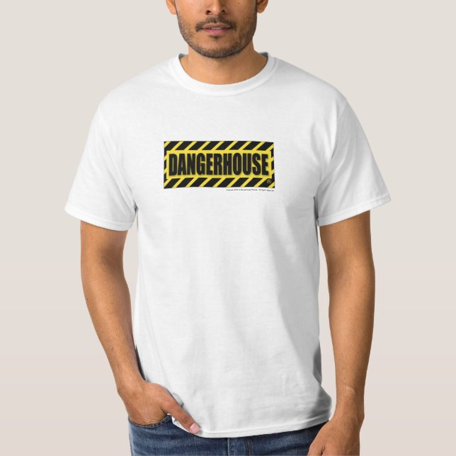 Camiseta O t-shirt Dangerhouse grava o BRANCO AMARELO do (Frente)