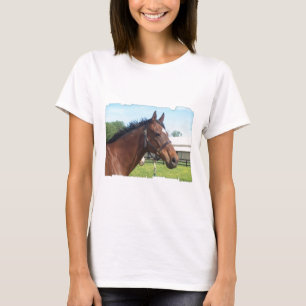 Camiseta O t-shirt das mulheres árabes alertas do cavalo