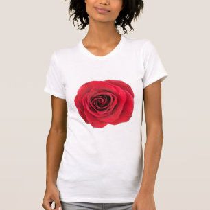 Camiseta O t-shirt das mulheres básicas da rosa vermelha
