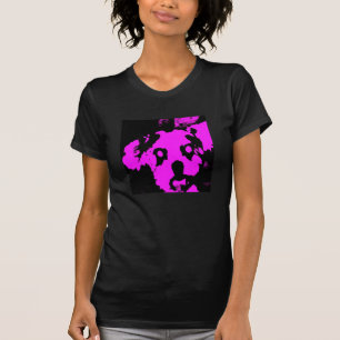 Camiseta O t-shirt das mulheres cor-de-rosa do cão preto