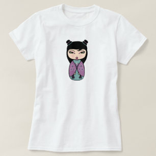 Camiseta O t-shirt das mulheres da boneca de Kokeshi