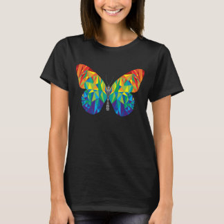 Camiseta O t-shirt das mulheres da borboleta de prisma do