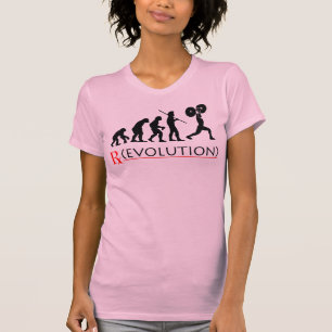 Camiseta O t-shirt das mulheres da carta da evolução de R