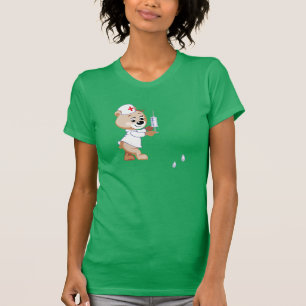 Camiseta O t-shirt das mulheres da enfermeira do urso de