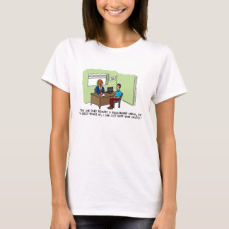 Camiseta O t-shirt das mulheres da entrevista de trabalho