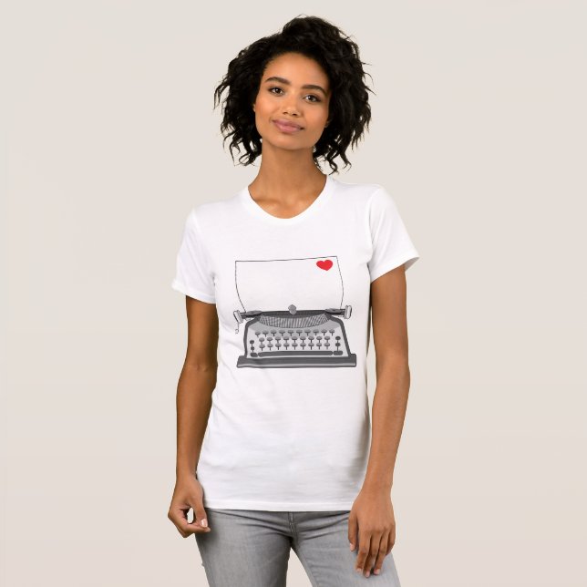 Camiseta O t-shirt das mulheres da máquina de escrever do (Frente Completa)