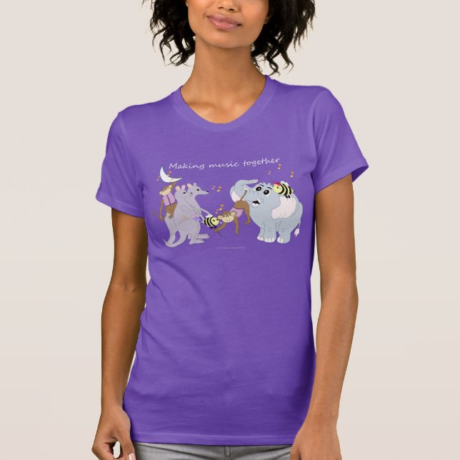 Camiseta O t-shirt das mulheres da música dos animais (Frente)