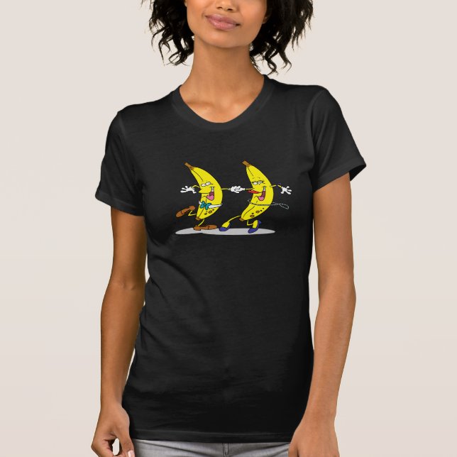 Camiseta O t-shirt das mulheres das bananas da dança (Frente)