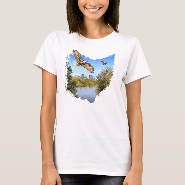 Camiseta O t-shirt das mulheres de Columbo Ohio do rio de (Frente)