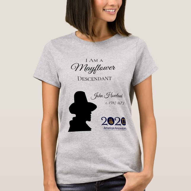 Camiseta O t-shirt das mulheres de John Howland Mayflower (Frente)