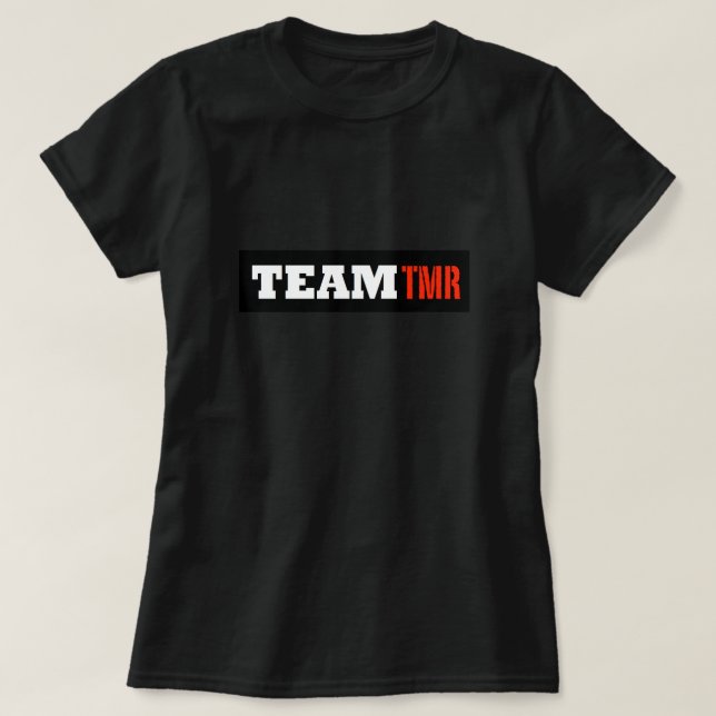 Camiseta O t-shirt das mulheres de TeamTMR, disponível a 3X (Frente do Design)
