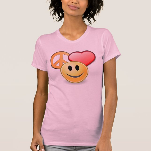 Camiseta O t-shirt das mulheres do amor e da felicidade da (Frente)