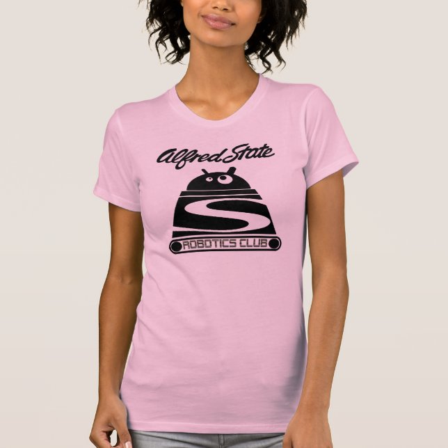 Camiseta O t-shirt das mulheres do clube da robótica (Frente)