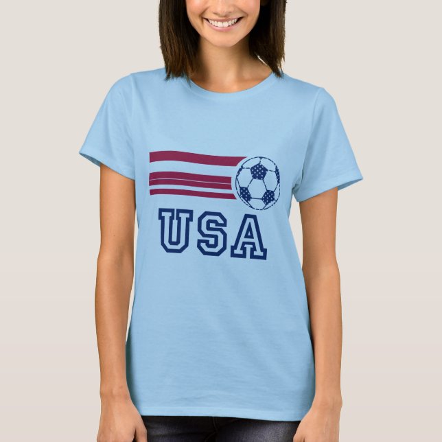 Camiseta O t-shirt das mulheres do futebol dos EUA (Frente)