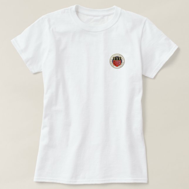 Camiseta O t-shirt das mulheres do hospital de Middlesex (Frente do Design)
