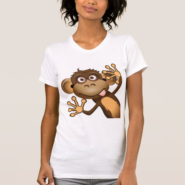 Camiseta O t-shirt das mulheres engraçadas do macaco (Frente)