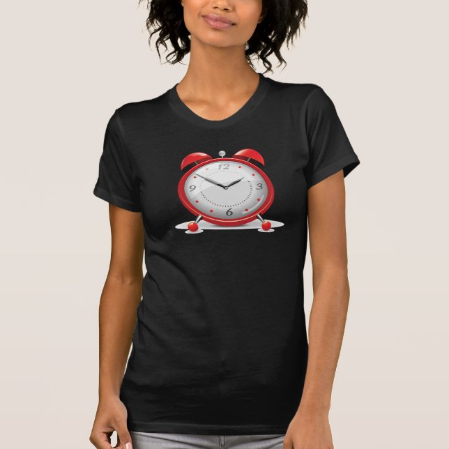 Camiseta O t-shirt das mulheres vermelhas do despertador (Frente)