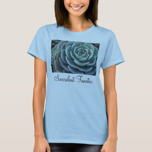 Camiseta O t-shirt das senhoras azuis do echeveria