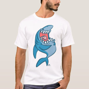 Camiseta O t-shirt de riso dos desenhos animados do tubarã