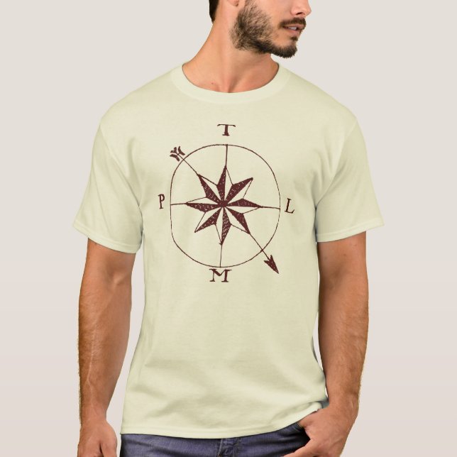Camiseta O t-shirt do amante antigo do mapa com ornamento (Frente)