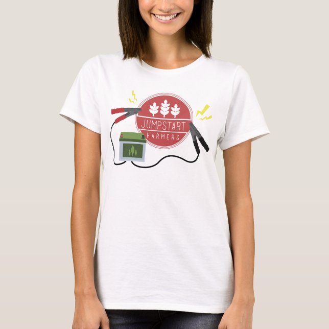 Camiseta O t-shirt do fazendeiro do Jumpstart das mulheres (Frente)