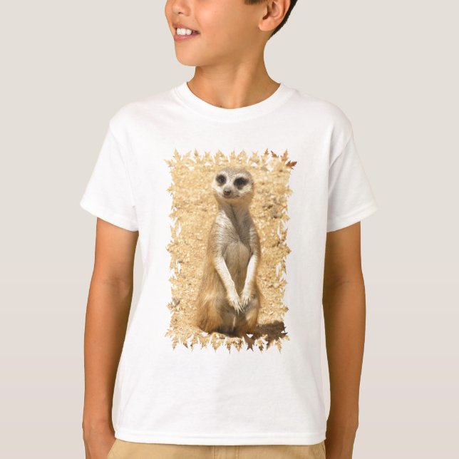 Camiseta O t-shirt do miúdo curioso de Meerkat (Frente)