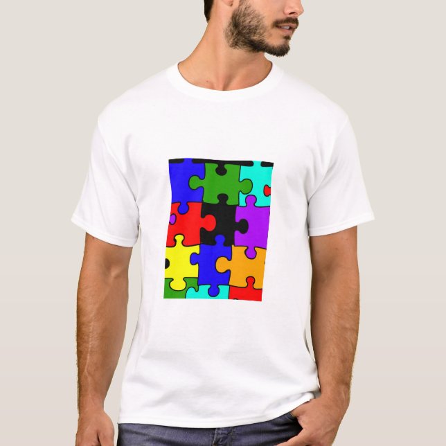 Camiseta o t-shirt do miúdo da parte do puzzel da serra de (Frente)