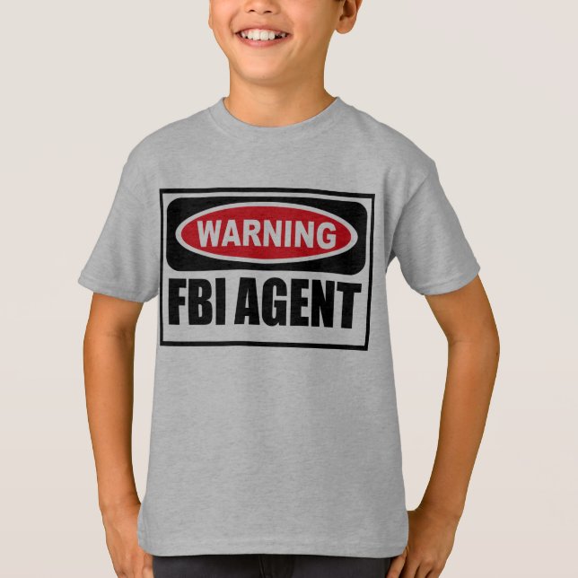 Camiseta O t-shirt do miúdo de advertência do AGENTE DO FBI (Frente)