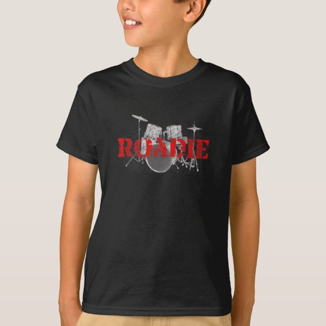 Camiseta O t-shirt do miúdo de Roadie do rock and roll (Frente)