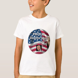 Camiseta O t-shirt do miúdo deplorável do botão do supor