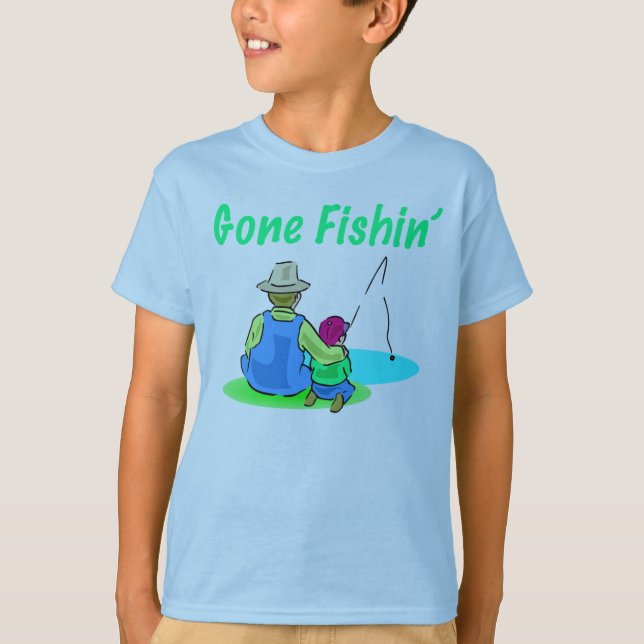 Camiseta O t-shirt do miúdo ido de Fishin (Frente)