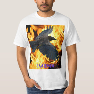 Camiseta O t-shirt dos Corvo-amantes do corvo & das chamas