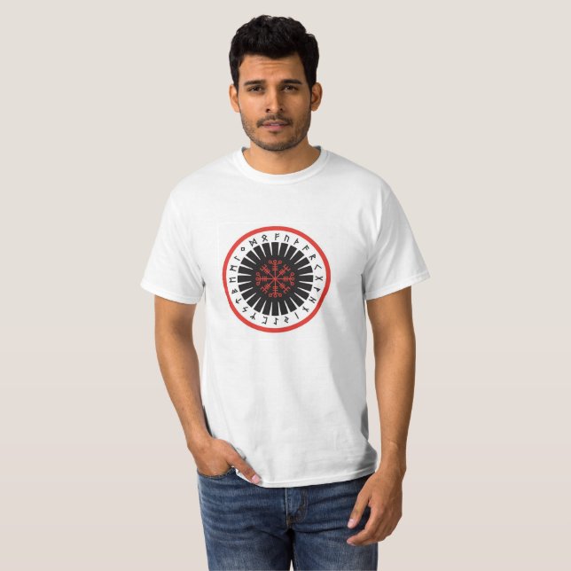 Camiseta o t-shirt dos homens, branco com emblema center (Frente Completa)