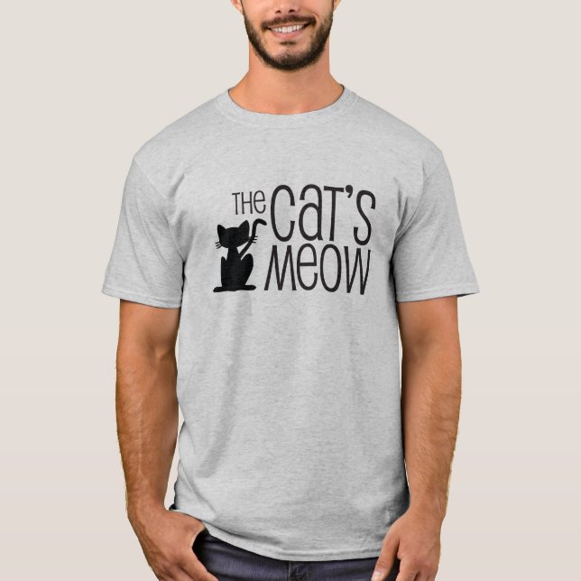 Camiseta O t-shirt dos homens cinzentos do Meow do gato (Frente)