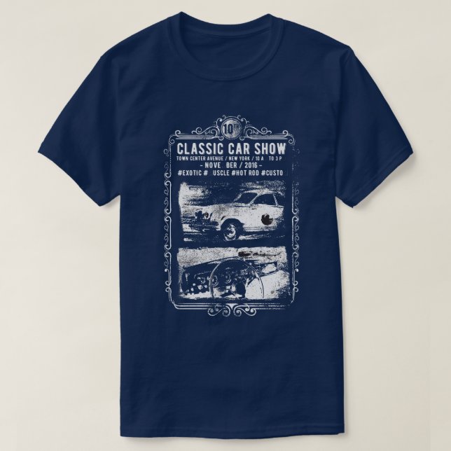 Camiseta O t-shirt dos homens clássicos da feira automóvel (Frente do Design)