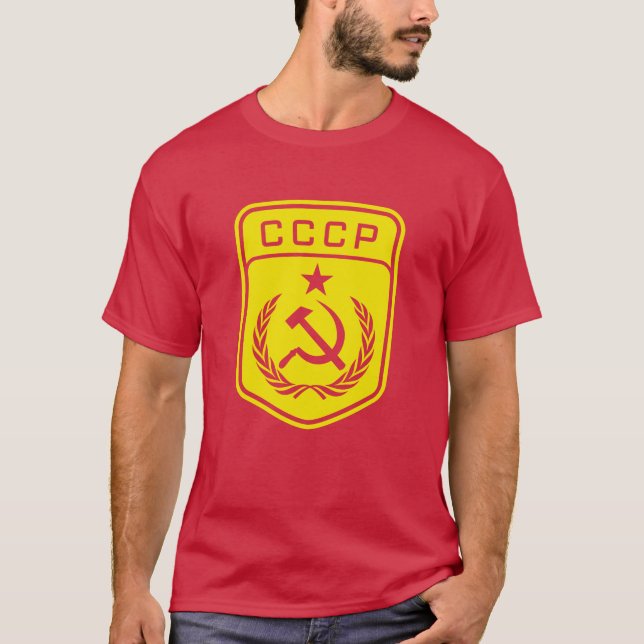 Camiseta O t-shirt dos homens comunistas do emblema de CCCP (Frente)