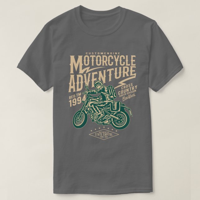 Camiseta O t-shirt dos homens da aventura da motocicleta (Frente do Design)