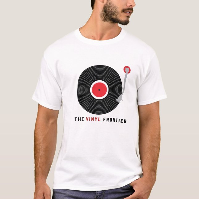 Camiseta O t-shirt dos homens da fronteira do vinil (Frente)
