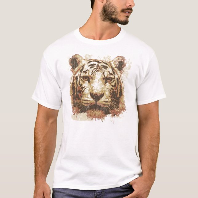 Camiseta O t-shirt dos homens da luz do impressão do tigre (Frente)