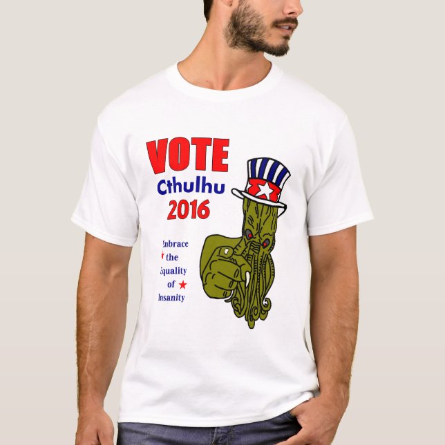 Camiseta O t-shirt dos homens de Cthulhu 2016 do voto (Frente)