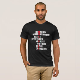 Camiseta O t-shirt dos homens do Acrostic do músico