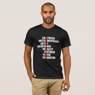 Camiseta O t-shirt dos homens do Acrostic do músico