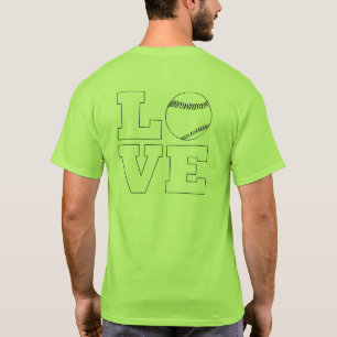 Camiseta O t-shirt dos homens do basebol/softball do amor
